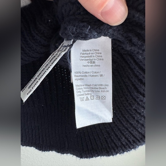 J Crew Knit for J Crew Cotton Navy Blue Heritage Sweater men’s Large - Picture 4 of 6